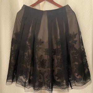 Kay Unger Black Sheer Floral Skirt Size 4